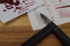 Tintentest Montblanc William Shakespeare Velvet Red: Lamy 2000 & Ausschnitt des Tintentestformulars